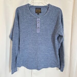 Lucky Brand Lived In Thermal Henley Shirt Blue Cotton Y2K Outdoors Grunge 18592